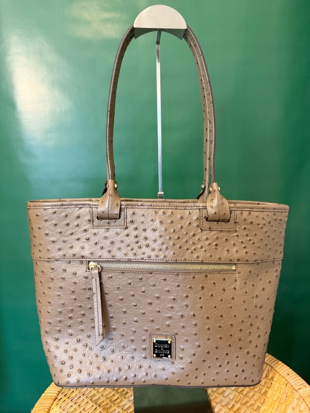 Dooney and Bourke Ostrich Zip‎ Top Tote